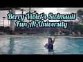 Berry violets swimsuit fun at university