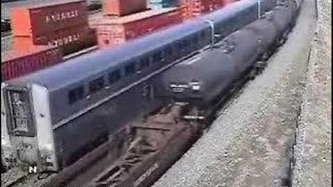 Raw footage: Surveillance video of train collision