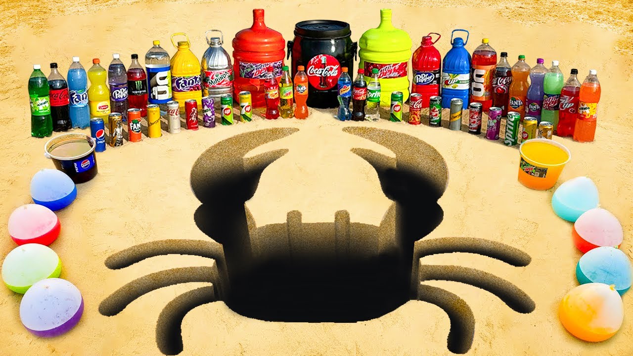 Experiment: Big Toothpaste Eruption from Crab pit, Giant Mirinda ...