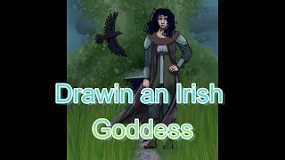 Drawing Morrigan, A Goddess From Irish Mythology