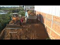 Amazing Bulldozer Working Moving Dirt Landfill Around Home And Nissan Dump Truck Dumping Dirt