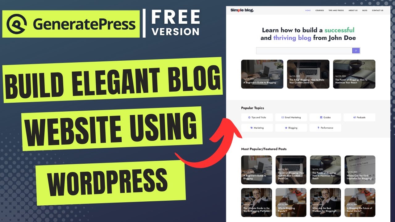 How to Make Blog Website in WordPress for Free | GeneratePress Theme