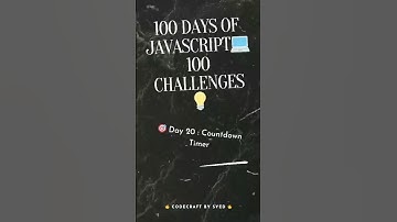Countdown Timer using Js | Day 20 Js Challenge for Beginners 🔥 #shorts #viral