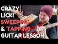 Crazy shred lick  sweep picking  string skipped tapping guitar lesson