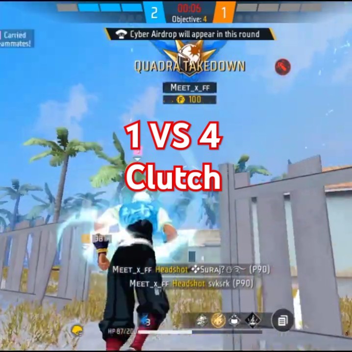 FREE FIRE | 1 VS 4 CLUTCH | #freefire #ff #csmatch #trending # ...