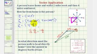 Ex: Vector App - Find the Resultant Vector of a 2 Direction Walk screenshot 2