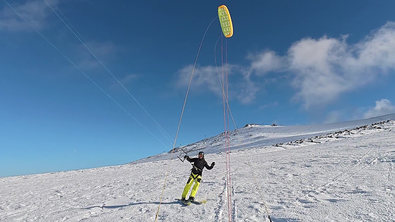 Snowkite with Sun and a Lot of Wind