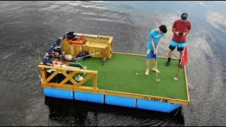 Homemade Pontoon Boat Turned Putt Putt Golf