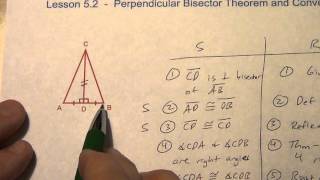 Lesson 5.2 - Perpendicular Bisector Theorem and Converse