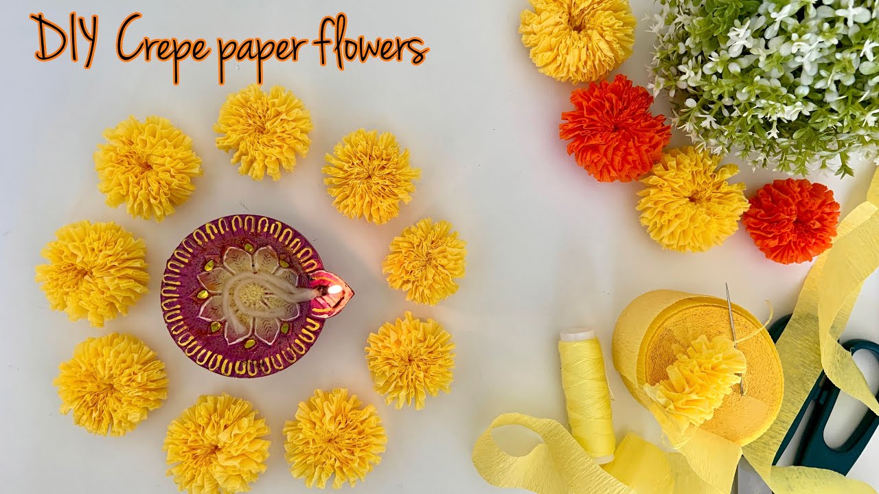 DIY crepe paper flower Diwali decoration ideas how to make diy