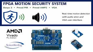 FPGA Motion Security System | Basys 3 + Pmod PIR + VGA + AMP2 Siren
