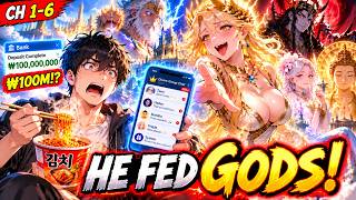 He Fed Instant Noodles to the Gods… Then They Gave Him Divine Powers! | Manhwa Recap