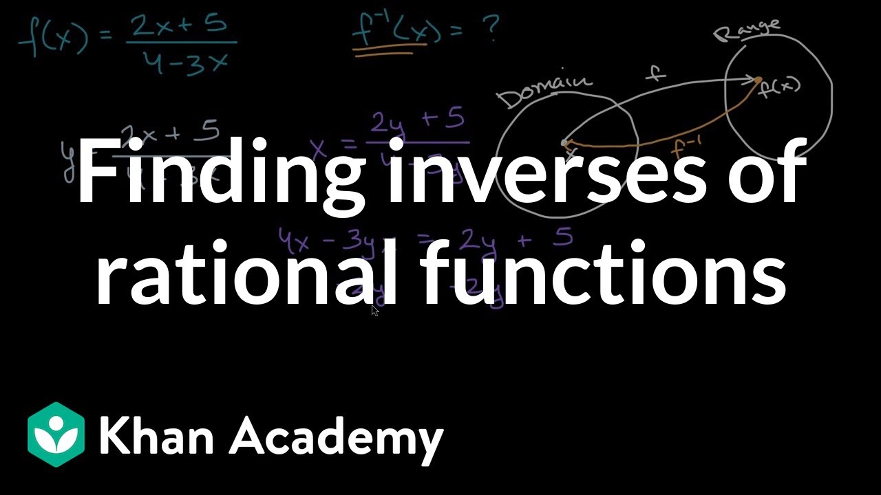 Finding Inverses Of Rational Functions Video Khan Academy