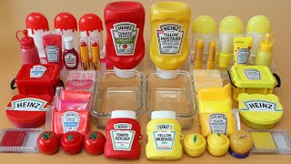 Mixing”Ketchup VS Mustard” Eyeshadow and Makeup,parts Into Slime!Satisfying Slime Video!★ASMR★