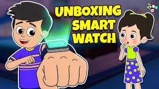 Unboxing New Smart Watch Animated Stories English Cartoon Moral Stories Puntoon Kids
