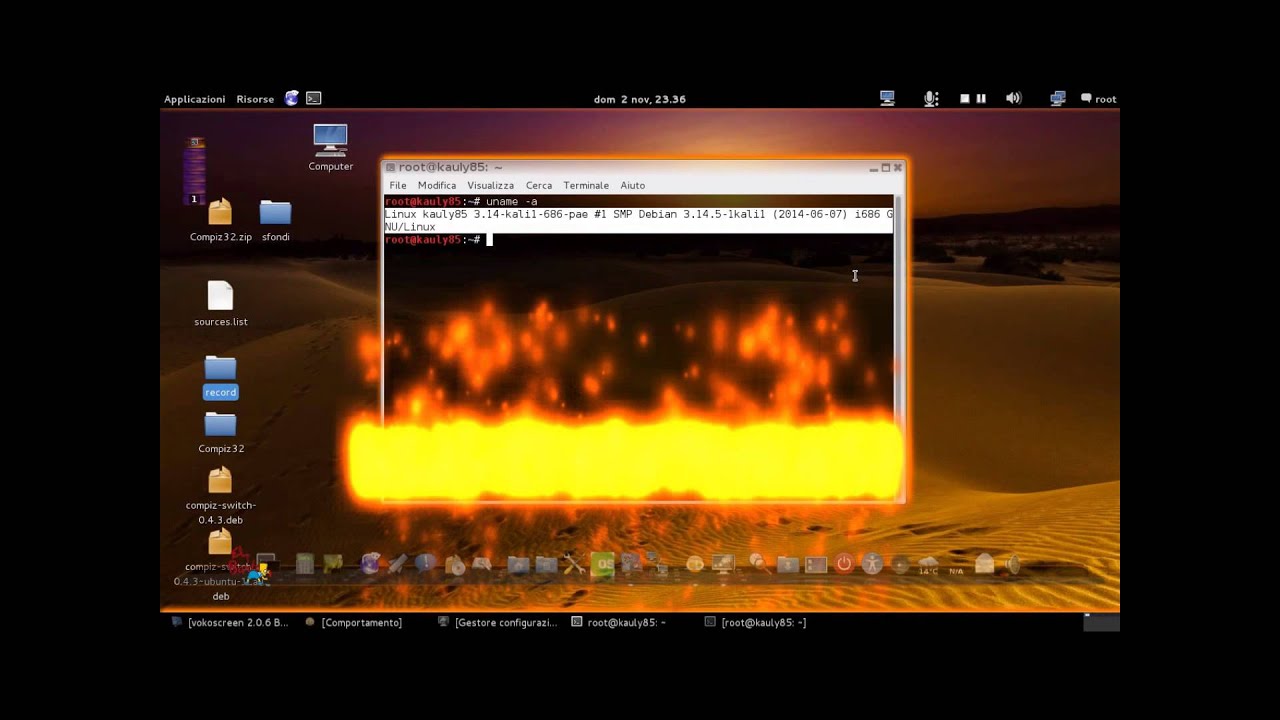 kali linux + compiz fusion + cairo dock + vasco rossi - YouTube