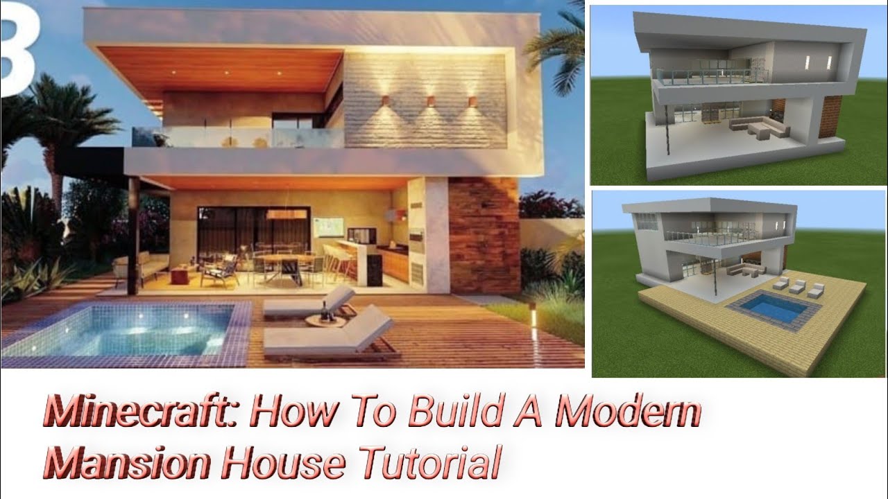 Minecraft: How To Build A Modern Mansion House Tutorial - YouTube