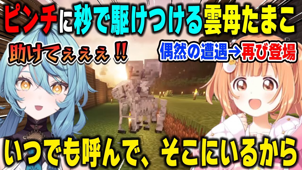 【2視点】広大なにじ鯖で偶然遭遇した後、初めてのピンチに陥る珠乃井ナナの元に秒で駆けつける雲母たまこ【にじさんじ/切り抜き/マインクラフト】