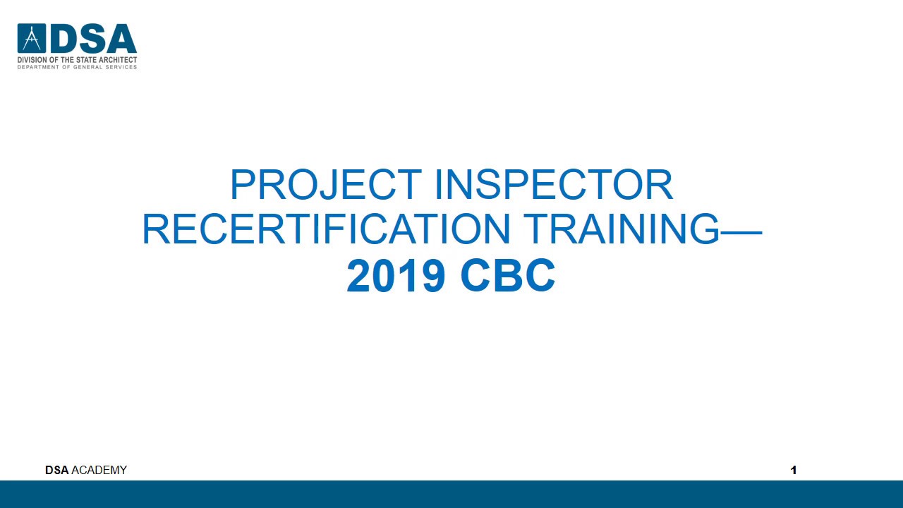 Dsa project inspector recertification training youtube