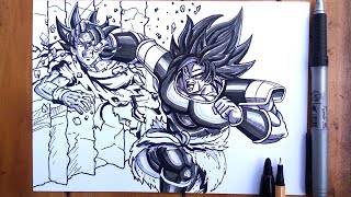 Cómo dibujar a Goku super sayajin dios vs Broly