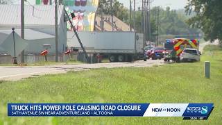 Altoona road closes after semi-truck knocks down power pole near Adventureland