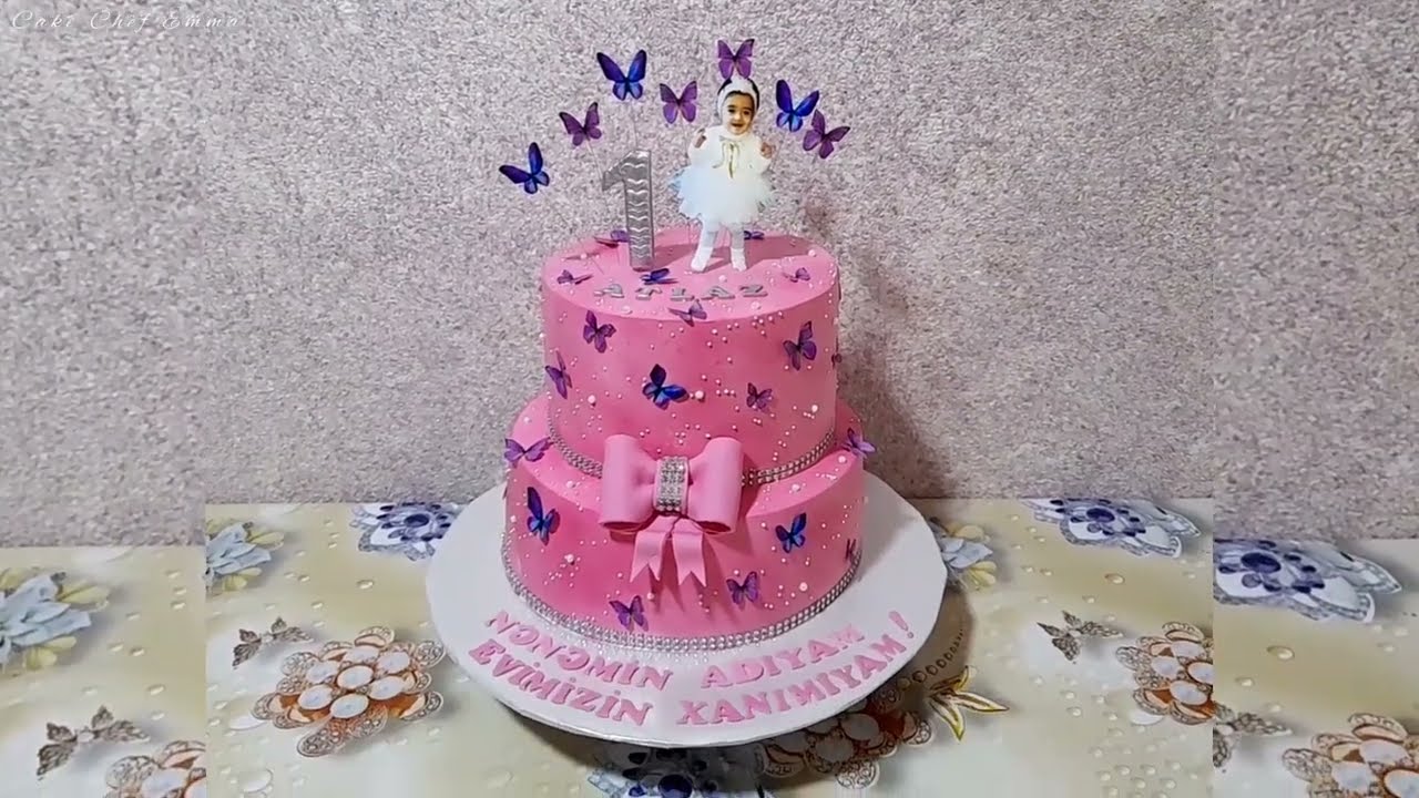 1 yaş tortu🎂Bantikin hazırlanması🎂 2 mərtəbəli tort modeli 🎂Cake Decoration
