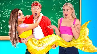 A Mermaid Went To School as a New Student | Bad Mermaid vs Good Mermaid Funny Pranks from FUN2U