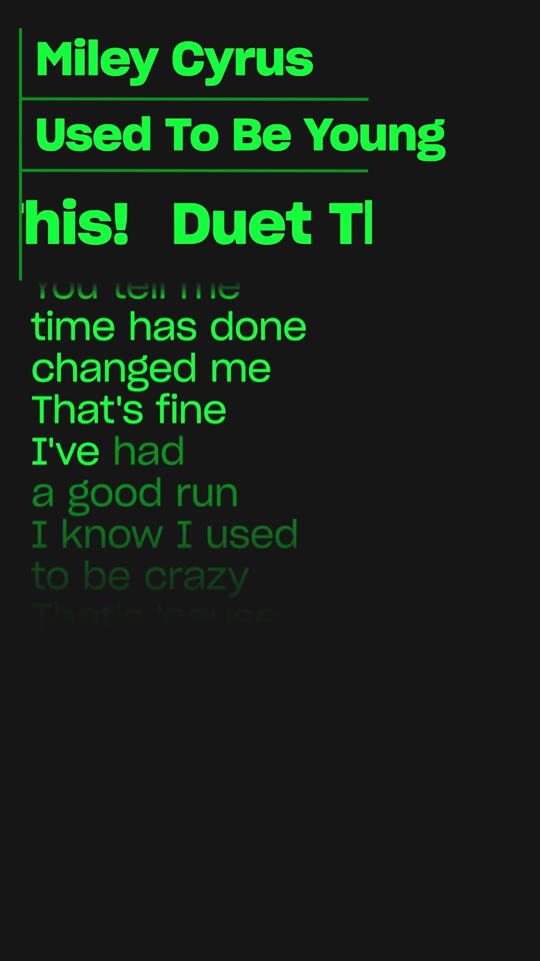 Miley Cyrus - Used To Be Young (Karaoke Short)