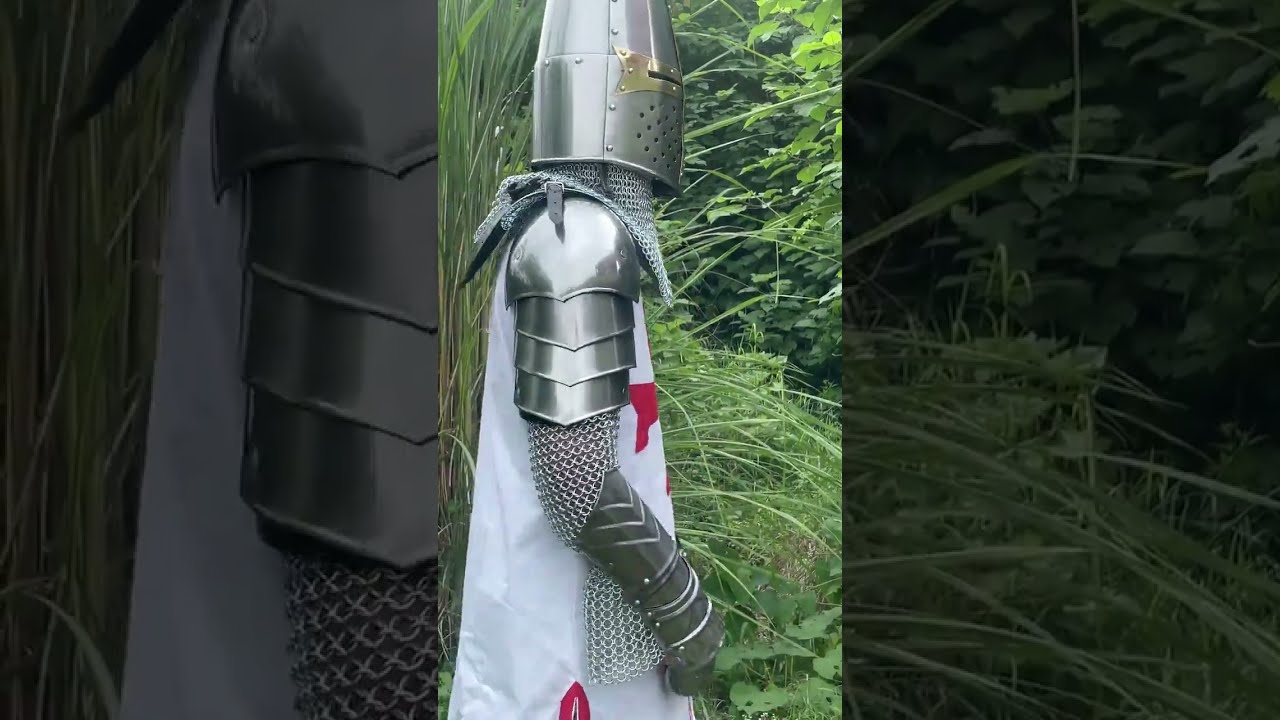 Knight Templar Armor Crusader Costume With Helmet 14Th Century Larp Cosplay Warrior