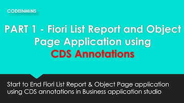PART 1 - CDS Annotations to create Fiori Application using Business Application Studio
