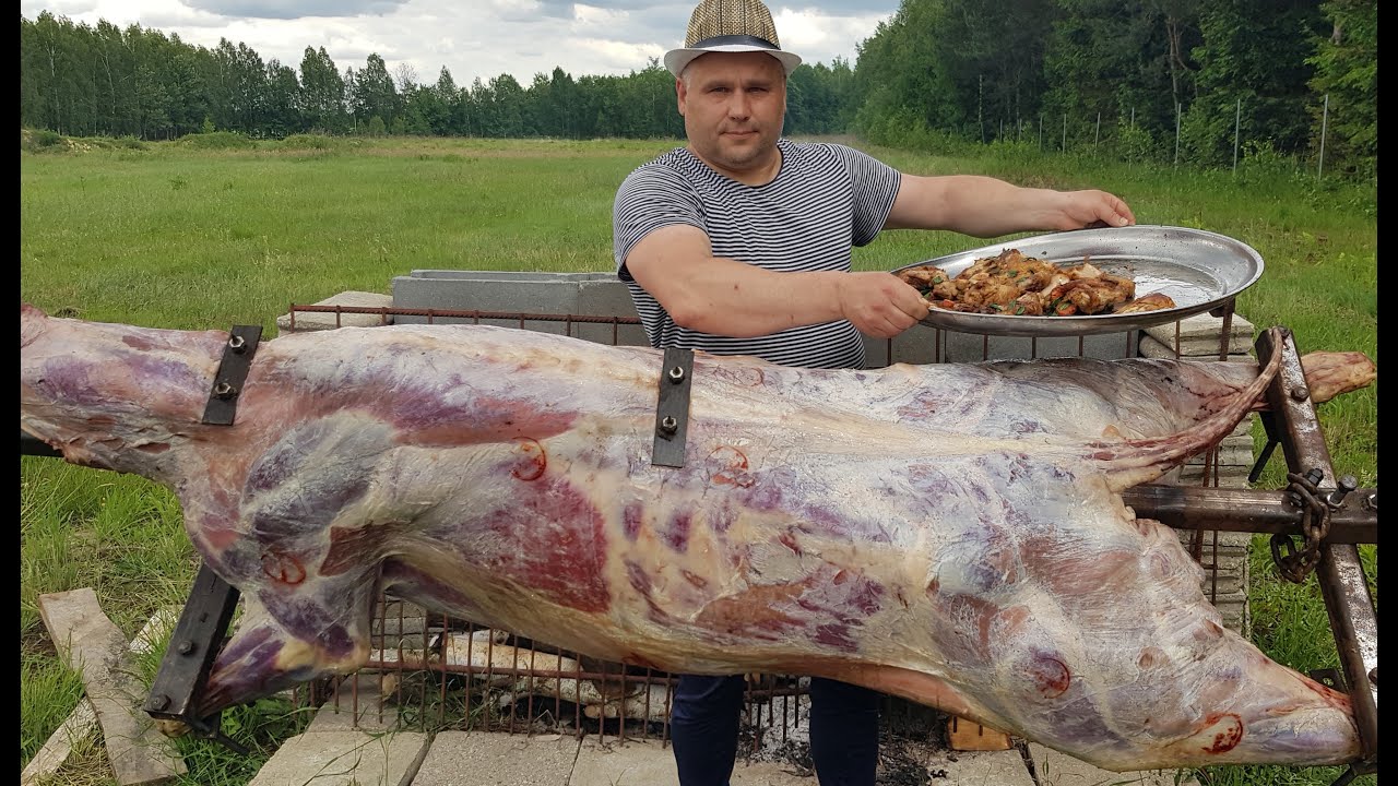 Roasting a HUGE BULL on a Steel Pit! FRIED CHICKEN.