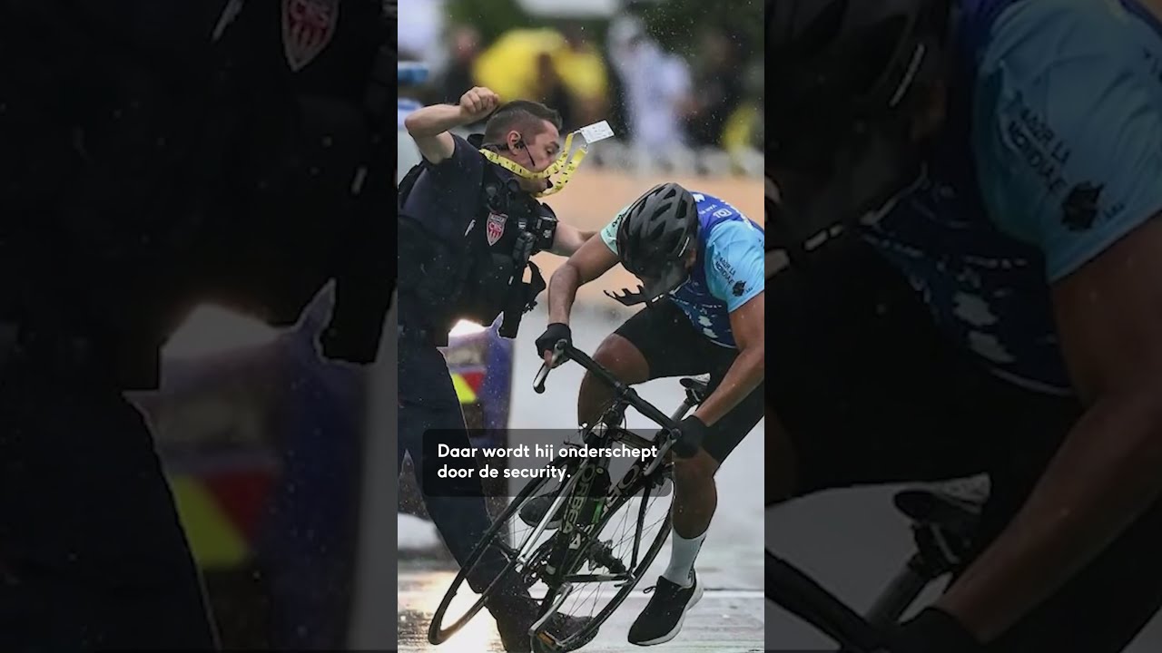 Een Man Die Net Voor Het Peloton Over De Finish Wilde Rijden Werd Op Tijd Afgestopt Door Politie 