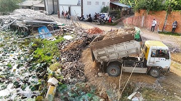 First Start Landfill Project Process With KOMATSU Dozer D31p Delete Flooded To Building Road