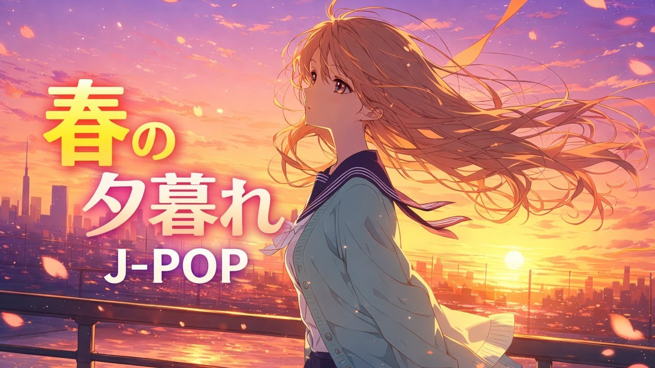 [春風J-POP] | 桜灯りルーフトップ放課後メロディ | [Spring Breeze J-POP] | Rooftop After-School Melody Under Sakura Ligh