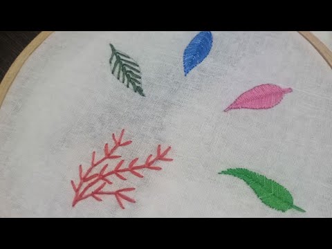 Hand embroidery for beginners. Diffrent types of leaves - YouTube