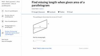 Finding the missing length of a parallelogram