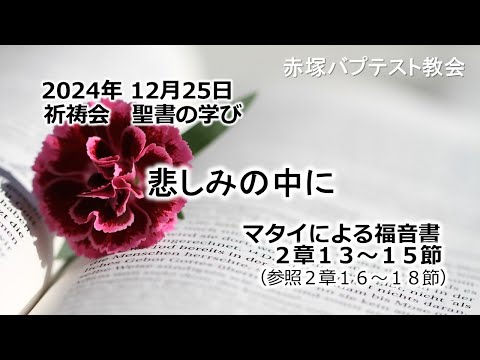 悲しみの中に　マタイによる福音書2章13〜15節(参照2:16～18) 2024/12/25 WED. 赤塚教会祈祷会 聖書の学び