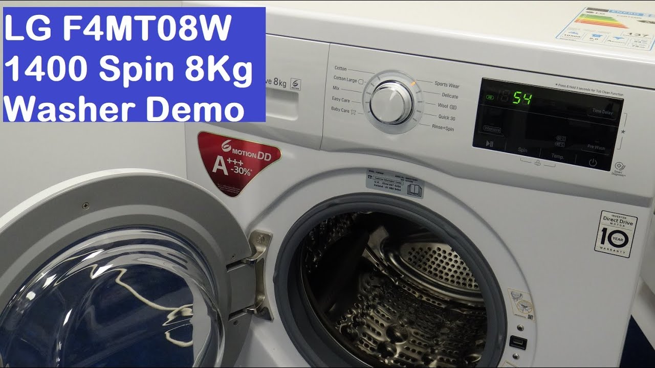 Washing Spin LG - YouTube Machine 1400 8Kg F4MT08W