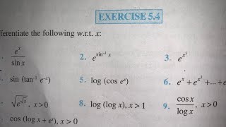 EX 5.4 question no 1 to 10 CBSE CLASS 12th NCERT MATHS SOLUTION OF CONTINUITY AND DIFFERENTIABILITY