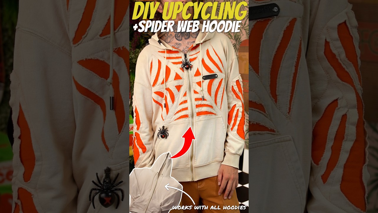 DIY Spider Web Hoodie #thriftflip #diy #sewing #halloween #spider