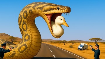 🦆 Brave Rescue Team Saves a Trapped Duck from a Deadly Giant Python Attack 🐍