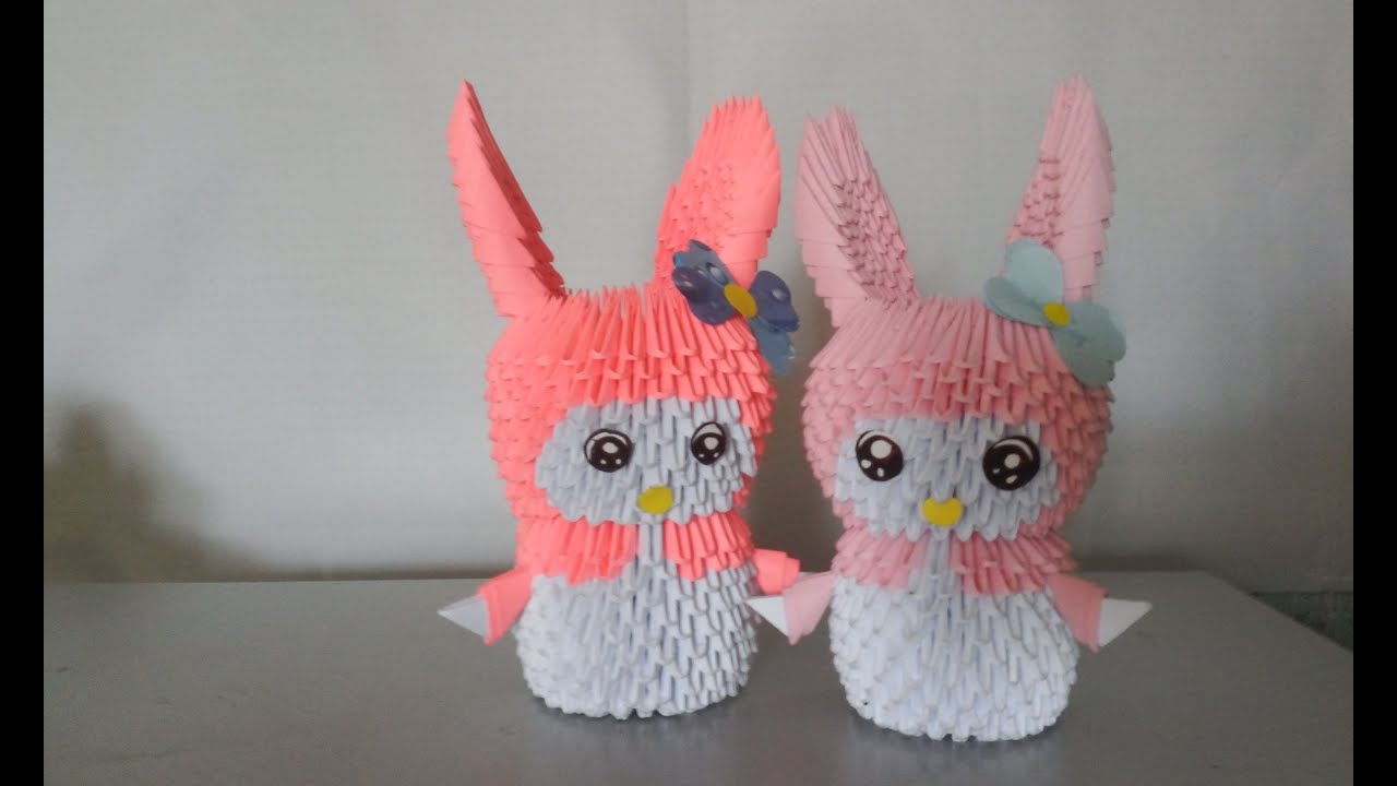 3d origami bunny rabbit - Thỏ origami 3d - poppy9011 - YouTube