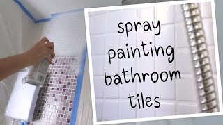 Spray painting our bathroom tiles with Rustoleum Tub and Tile
