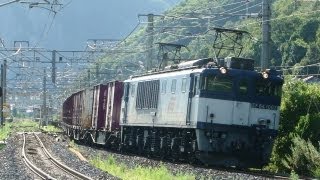 貨物列車 3084レ EF64-1003 美袋駅発車 (2012.8.25)