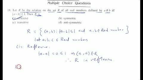 Let R be the relation on the set R of all real numbers defined by a Rb iff |a−b| ≤ 1. Then R is(a) r