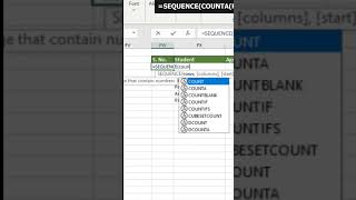 advance excel trick | how to add automatically serial numbers #learn #excel #shorts