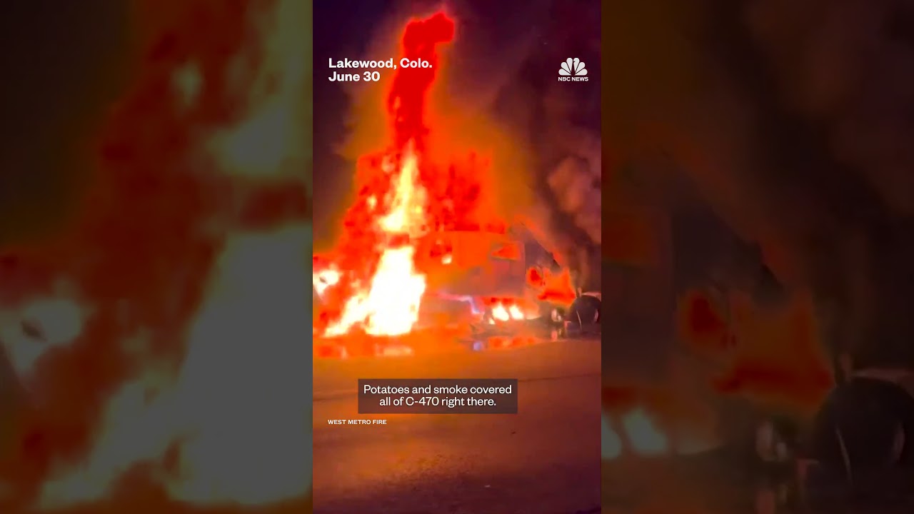 Semitruck hauling potatoes catches fire on Colorado highway Semitruck hauling potatoes catches fire on Colorado highway