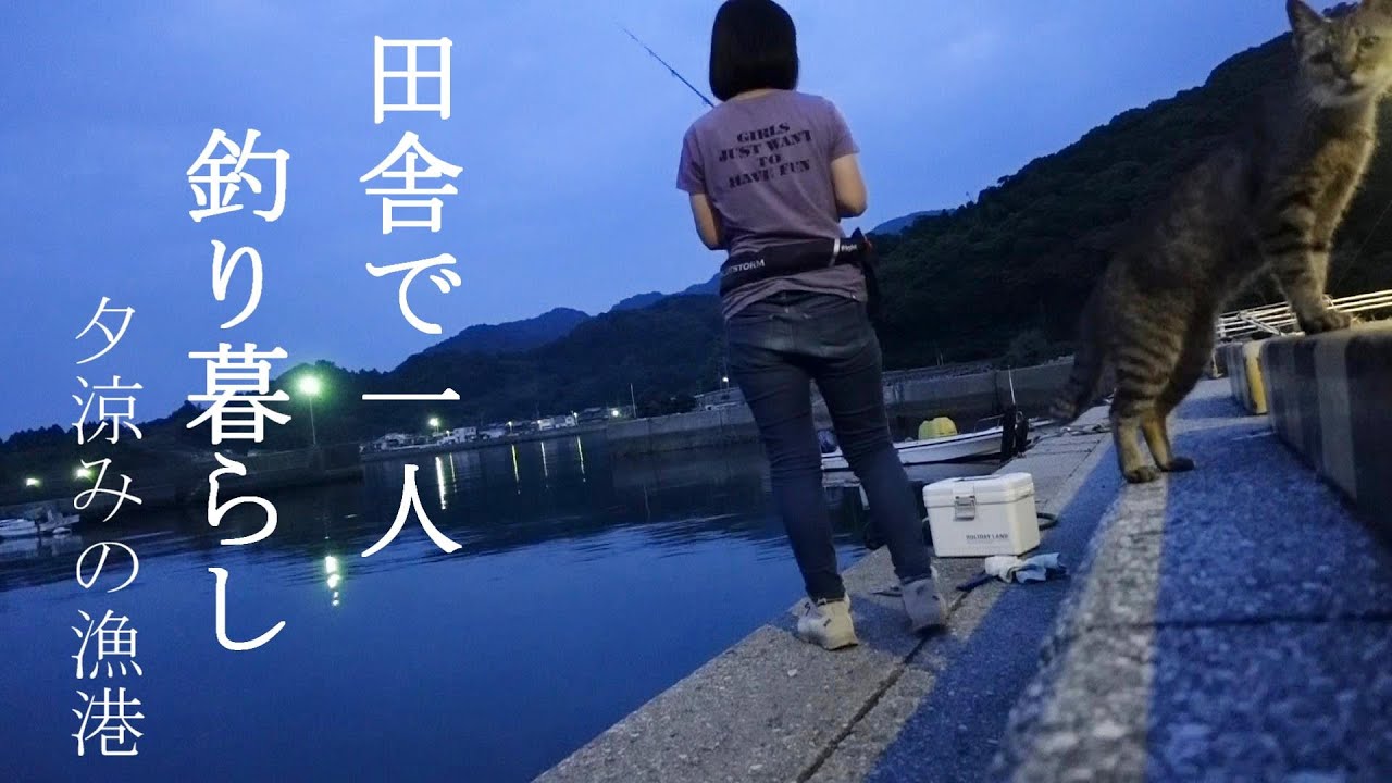 田舎で一人釣り暮らし！固まる土で雑草対策と夕涼みの漁港