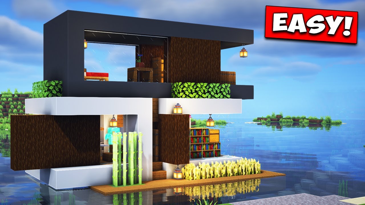Minecraft | How to Build a Water Modern House | Tutorial - YouTube