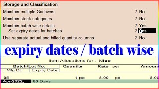 expiry date in tally erp 9 | maintain batch wise details | set expiry date for batches | tally erp 9